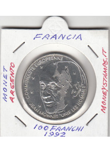 FRANCIA 100 Franchi 1992 Argento Jean Monet KM#1120